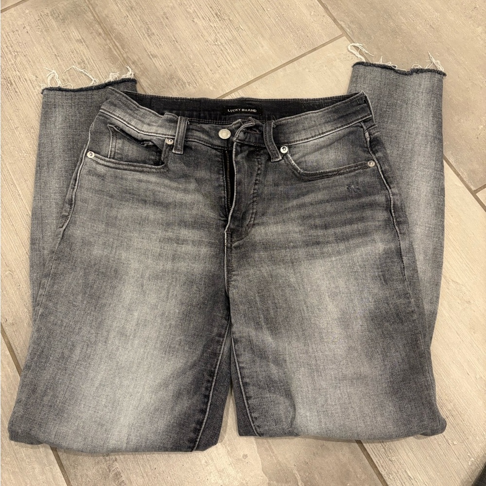 Women's Lucky Brand Bridgette Skinny Gray Distressed Jeans